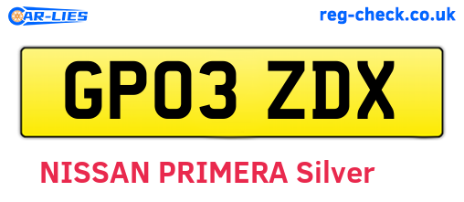 GP03ZDX are the vehicle registration plates.