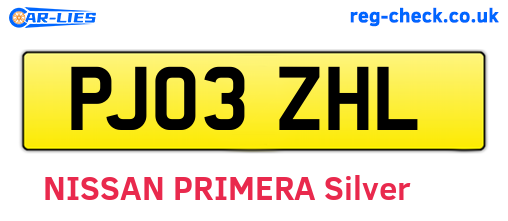 PJ03ZHL are the vehicle registration plates.