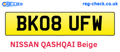 BK08UFW are the vehicle registration plates.