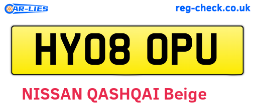 HY08OPU are the vehicle registration plates.