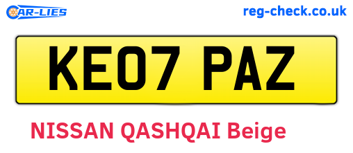 KE07PAZ are the vehicle registration plates.