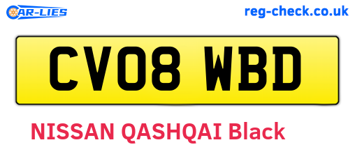 CV08WBD are the vehicle registration plates.