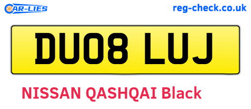 DU08LUJ are the vehicle registration plates.
