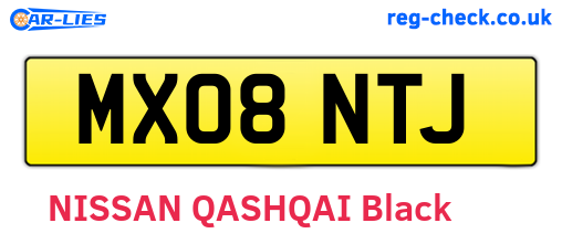 MX08NTJ are the vehicle registration plates.