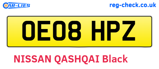 OE08HPZ are the vehicle registration plates.