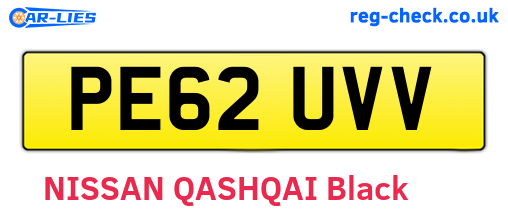 PE62UVV are the vehicle registration plates.