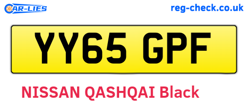 YY65GPF are the vehicle registration plates.