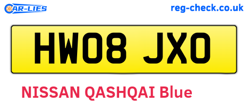 HW08JXO are the vehicle registration plates.