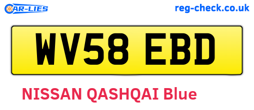 WV58EBD are the vehicle registration plates.