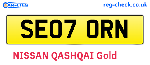 SE07ORN are the vehicle registration plates.
