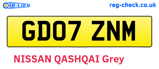GD07ZNM are the vehicle registration plates.