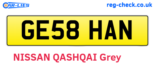 GE58HAN are the vehicle registration plates.