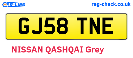 GJ58TNE are the vehicle registration plates.