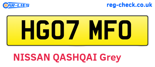 HG07MFO are the vehicle registration plates.