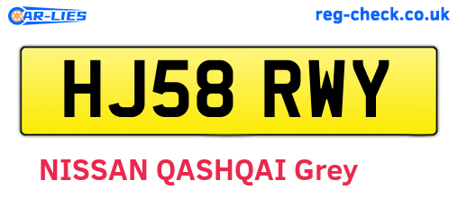 HJ58RWY are the vehicle registration plates.