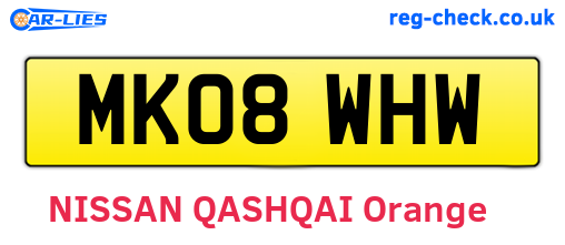 MK08WHW are the vehicle registration plates.