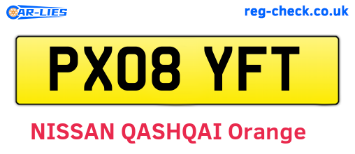 PX08YFT are the vehicle registration plates.