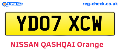 YD07XCW are the vehicle registration plates.