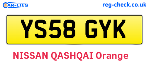 YS58GYK are the vehicle registration plates.