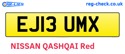 EJ13UMX are the vehicle registration plates.