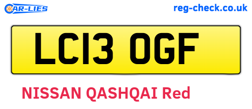 LC13OGF are the vehicle registration plates.