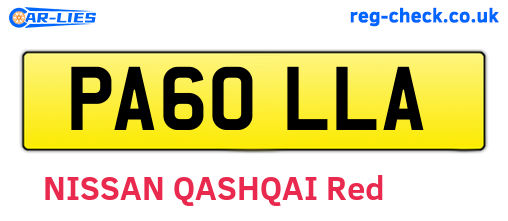 PA60LLA are the vehicle registration plates.