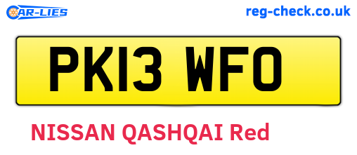 PK13WFO are the vehicle registration plates.