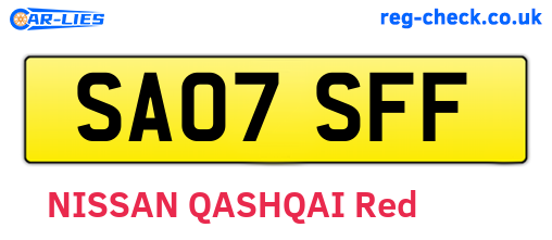 SA07SFF are the vehicle registration plates.