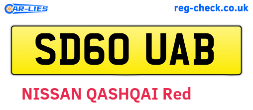 SD60UAB are the vehicle registration plates.