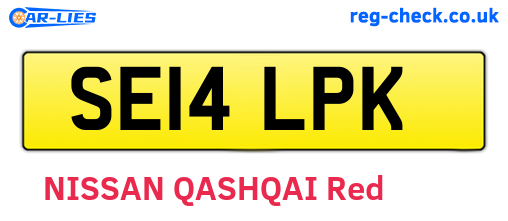 SE14LPK are the vehicle registration plates.