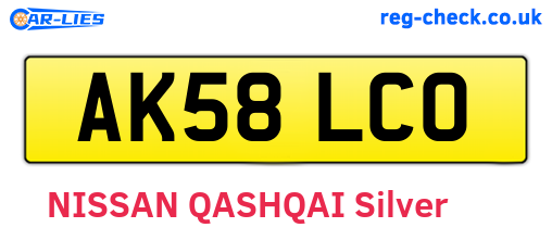 AK58LCO are the vehicle registration plates.