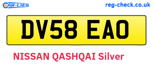 DV58EAO are the vehicle registration plates.