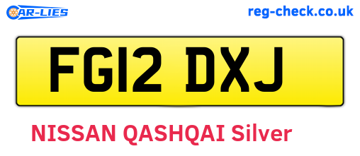 FG12DXJ are the vehicle registration plates.