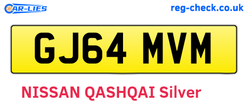 GJ64MVM are the vehicle registration plates.