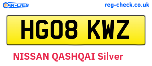 HG08KWZ are the vehicle registration plates.