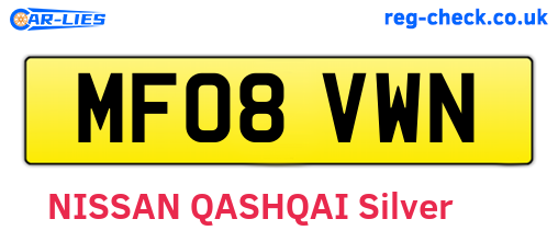 MF08VWN are the vehicle registration plates.