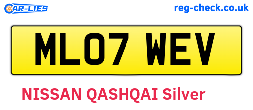 ML07WEV are the vehicle registration plates.