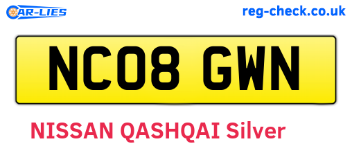 NC08GWN are the vehicle registration plates.