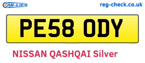 PE58ODY are the vehicle registration plates.