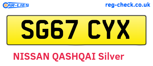 SG67CYX are the vehicle registration plates.
