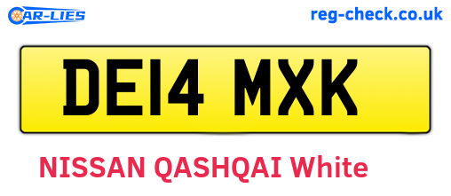 DE14MXK are the vehicle registration plates.
