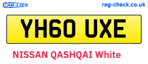 YH60UXE are the vehicle registration plates.