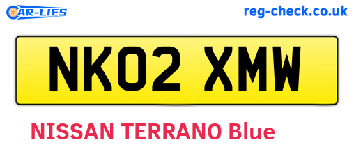 NK02XMW are the vehicle registration plates.
