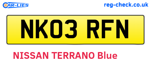 NK03RFN are the vehicle registration plates.