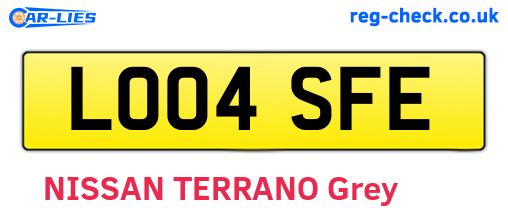 LO04SFE are the vehicle registration plates.