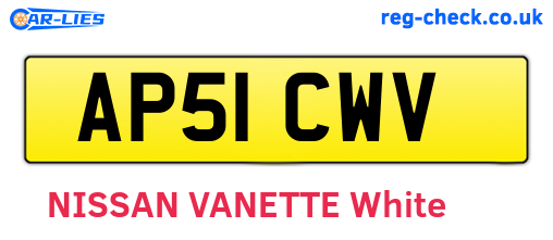 AP51CWV are the vehicle registration plates.