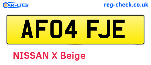 AF04FJE are the vehicle registration plates.