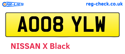 AO08YLW are the vehicle registration plates.