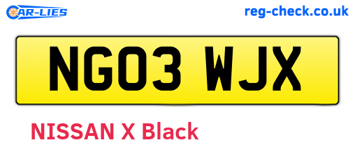 NG03WJX are the vehicle registration plates.