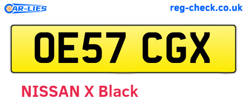 OE57CGX are the vehicle registration plates.
